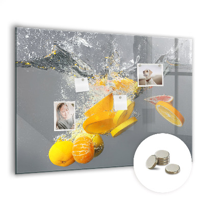 Magnetic kitchen board Citruses in water