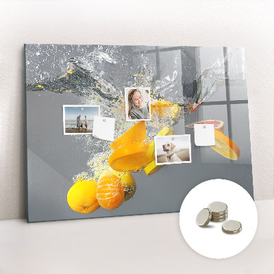 Magnetic kitchen board Citruses in water