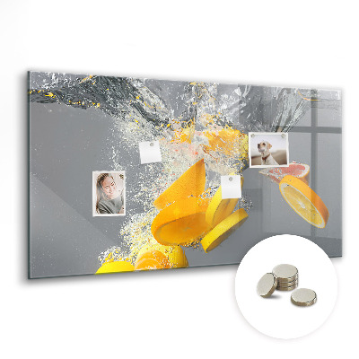 Magnetic kitchen board Citruses in water