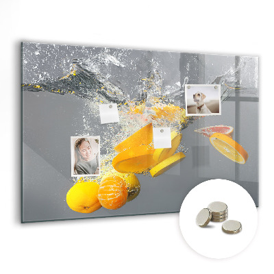 Magnetic kitchen board Citruses in water