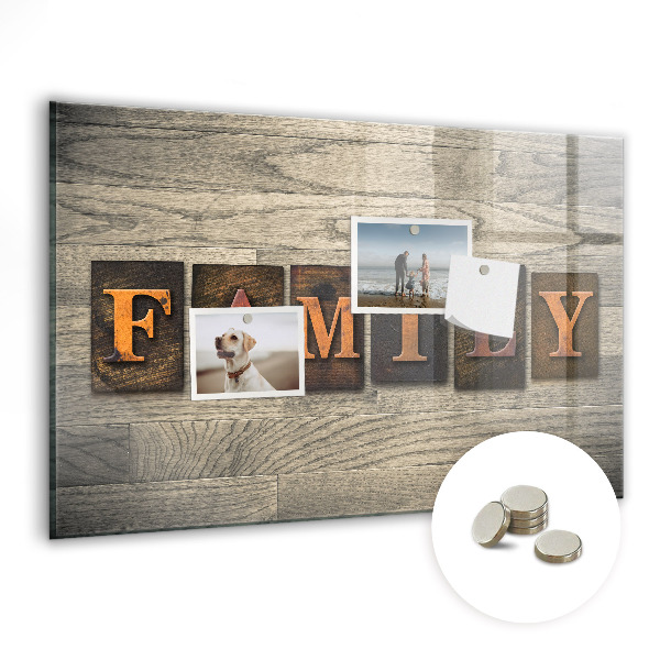 Magnetic memo board for kitchen Family inscription