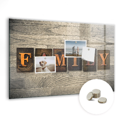 Magnetic memo board for kitchen Family inscription