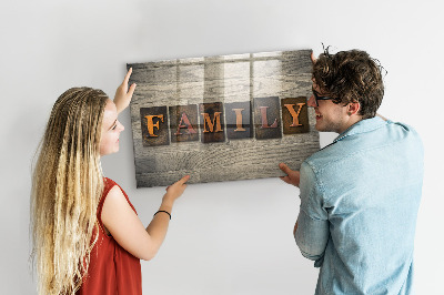 Magnetic memo board for kitchen Family inscription