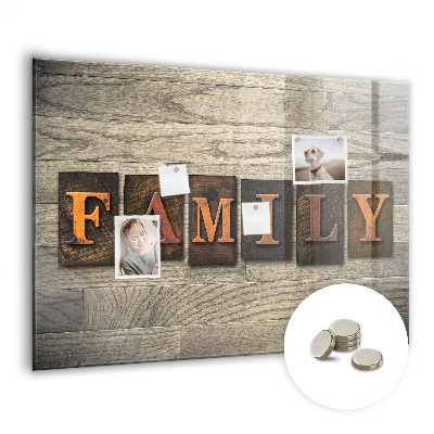 Magnetic memo board for kitchen Family inscription