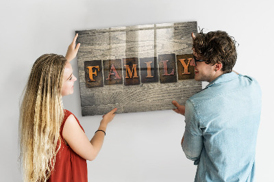 Magnetic memo board for kitchen Family inscription