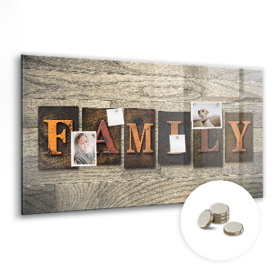 Magnetic memo board for kitchen Family inscription