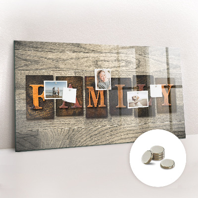 Magnetic memo board for kitchen Family inscription