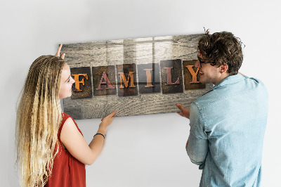 Magnetic memo board for kitchen Family inscription