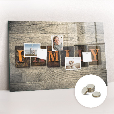 Magnetic memo board for kitchen Family inscription