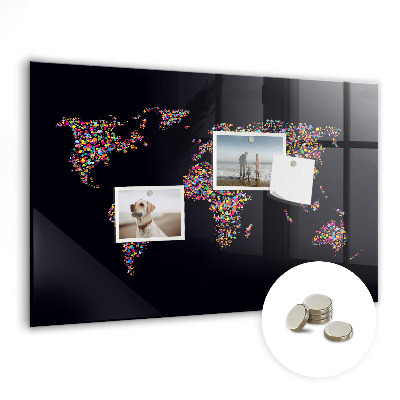 Magnetic photo board Map of the world from dots
