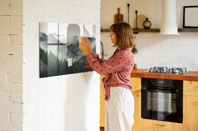 Magnetic notice board for kitchen Forest landscape