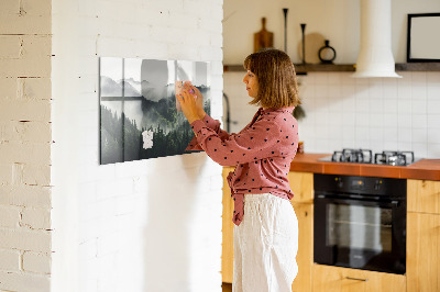 Magnetic notice board for kitchen Forest landscape