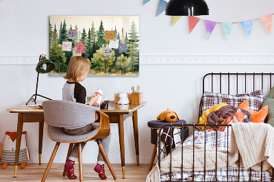 Magnetic notice board for kitchen Landscape forest