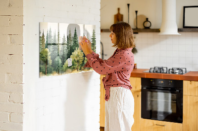 Magnetic notice board for kitchen Landscape forest