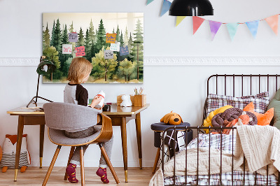 Magnetic notice board for kitchen Landscape forest