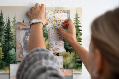 Magnetic notice board for kitchen Landscape forest