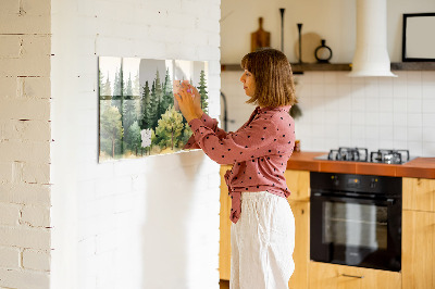 Magnetic notice board for kitchen Landscape forest