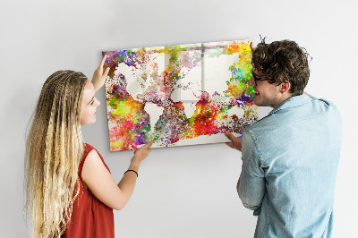 Magnetic photo board Watercolor world map