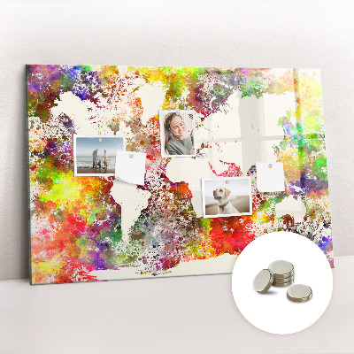 Magnetic photo board Watercolor world map