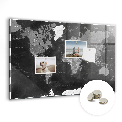 Magnetic photo board Black map of the world