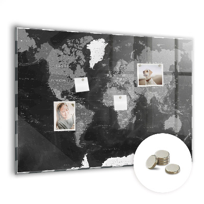 Magnetic photo board Black map of the world