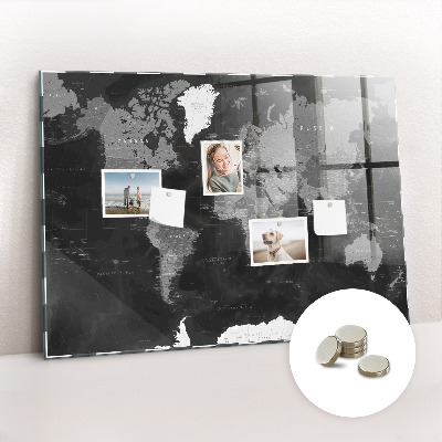 Magnetic photo board Black map of the world