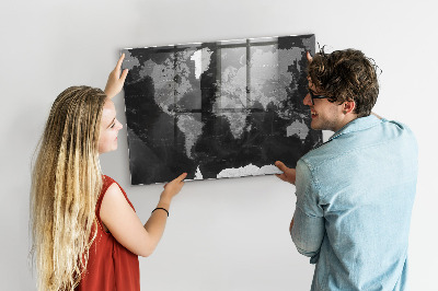 Magnetic photo board Black map of the world