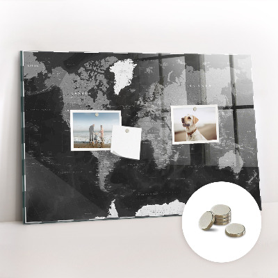 Magnetic photo board Black map of the world