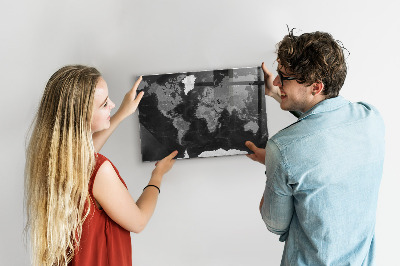 Magnetic photo board Black map of the world