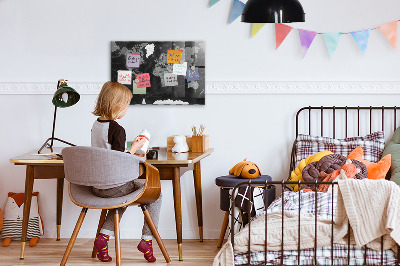 Magnetic photo board Black map of the world