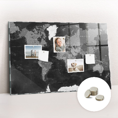 Magnetic photo board Black map of the world