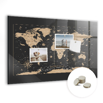 Magnetic photo board Vintage world map