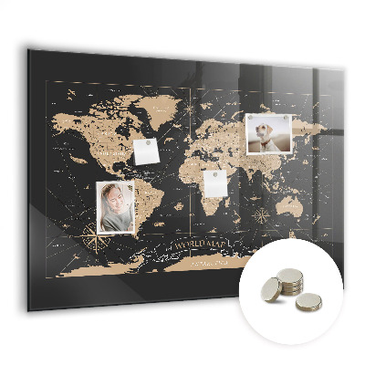 Magnetic photo board Vintage world map