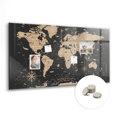 Magnetic photo board Vintage world map