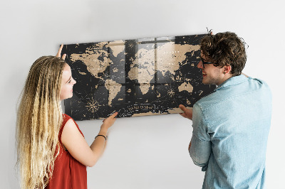 Magnetic photo board Vintage world map