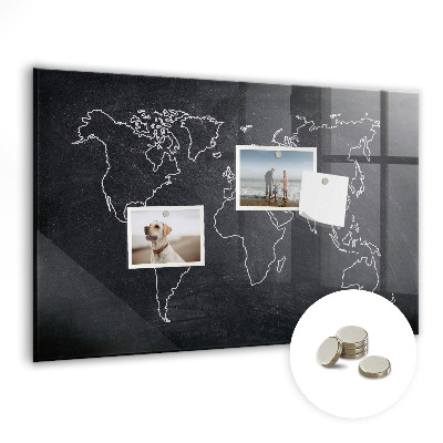 Magnetic photo board World map outline