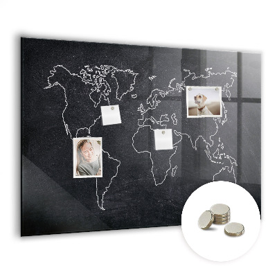 Magnetic photo board World map outline