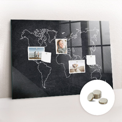 Magnetic photo board World map outline