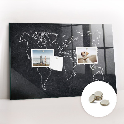 Magnetic photo board World map outline