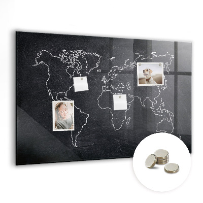 Magnetic photo board World map outline