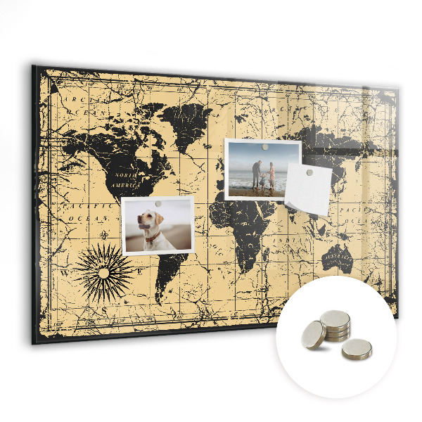 Magnetic photo board Vintage world map