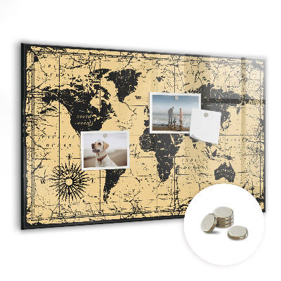 Magnetic photo board Vintage world map