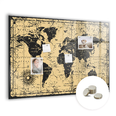 Magnetic photo board Vintage world map