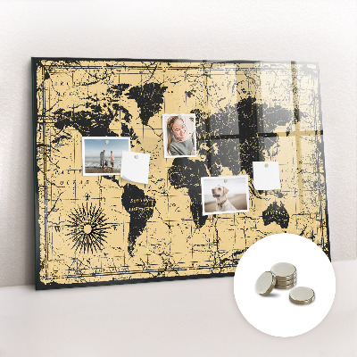 Magnetic photo board Vintage world map