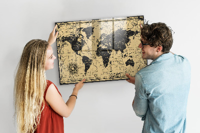 Magnetic photo board Vintage world map