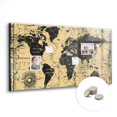 Magnetic photo board Vintage world map