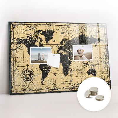 Magnetic photo board Vintage world map