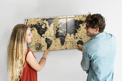 Magnetic photo board Vintage world map