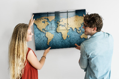 Magnetic photo board World map 3D