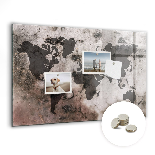 Magnetic photo board World map concrete